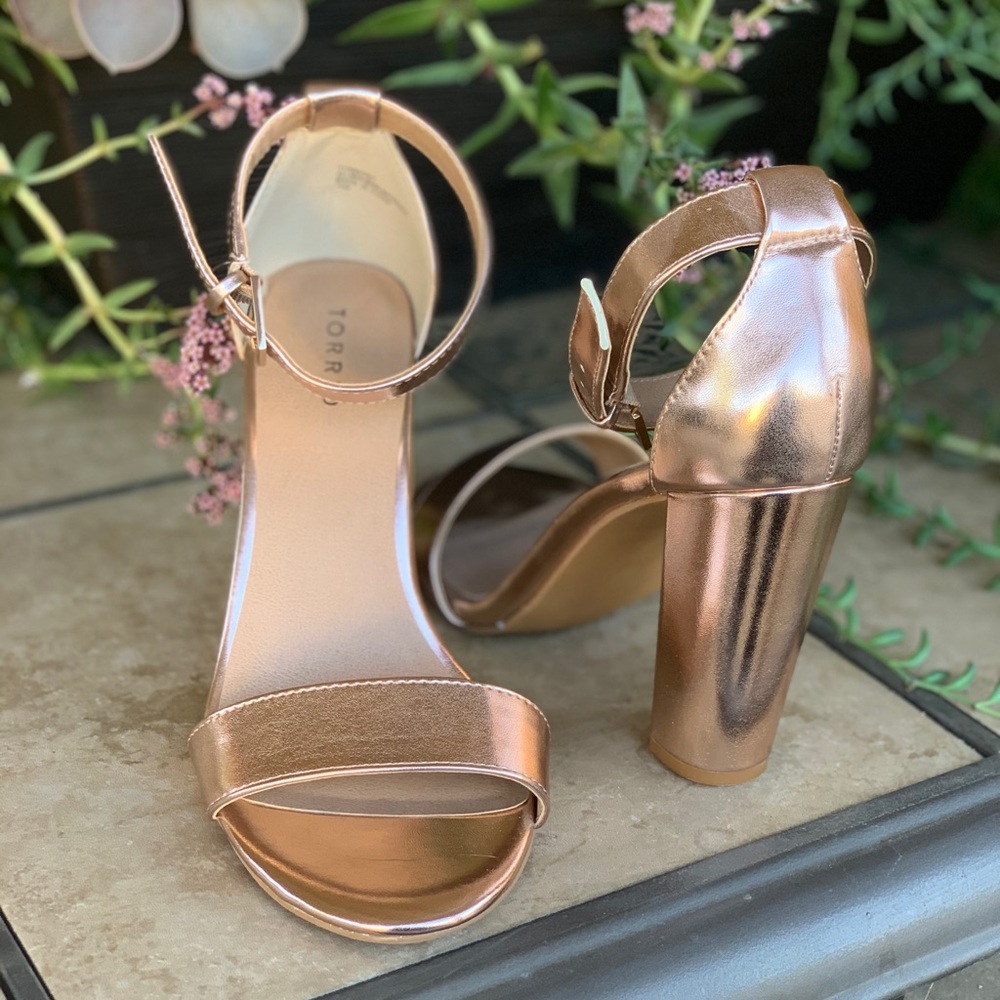 Rose Gold Ankle Strap Heel Sandal (Wide Width)
